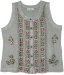 Washed Sage Folk Art Boho Vest Top