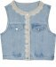 Sunday Brunch Lace Sequin Trim Denim Vest