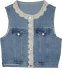Meadow Wash Lace Trim Denim Boho Vest