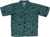 Teal Mushroom Print Cotton Short-Sleeve Shirt