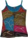 Teal Embroidered Patchwork Boho Tank Top in Cotton