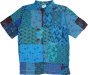 Turquoise Patchwork Unisex Boho Shirt with Open Front