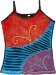 Scarlet and Mauve Tank Top with Applique And Razor-cut Details