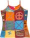 Multicolored Hippie Tank Top with Razor Cut Applique and Embroidery