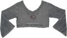 Grey Slay Bohemian Cropped Long Sleeve Top