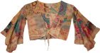 Radiant Beige Bell Sleeves Crop Top with Front Tie