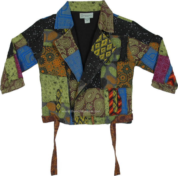 Midnight Garden Boho Patchwork Short Jacket