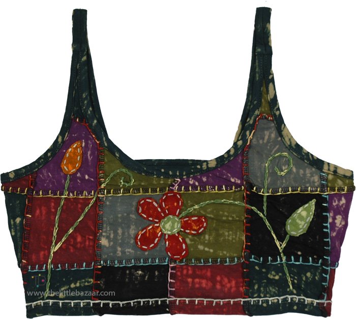 Blooming Patchwork Artisan Boho Cotton Crop Top