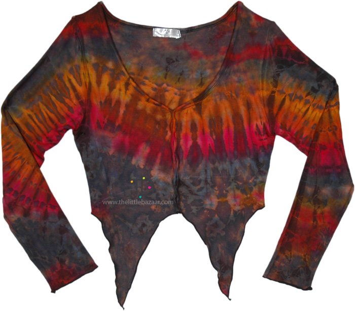 Brick Tie Dye Jersey Rayon Full Sleeves Top