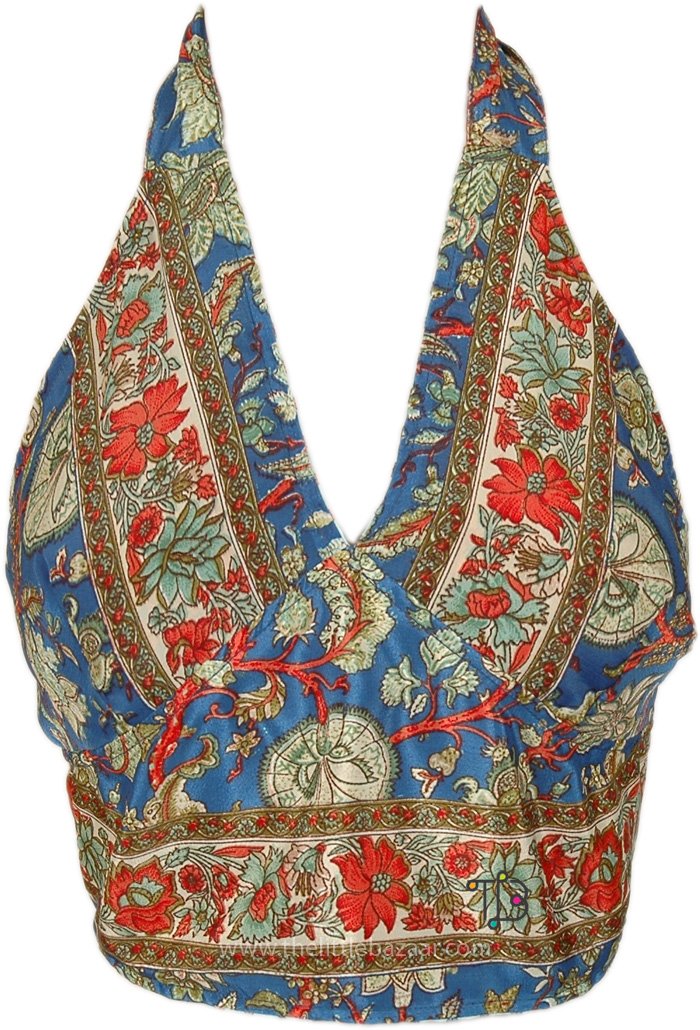 Reversible Exotica Blue Halter Top