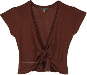 Brownie Tie Front Knit Solid Top