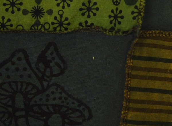 Hippie Shroom Stamps Patchwork Cropped Top