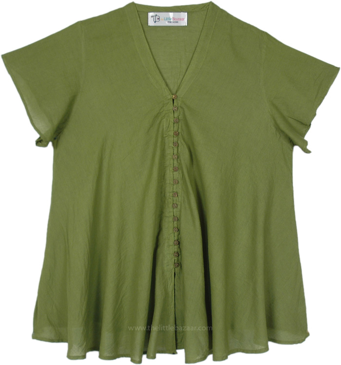 Green Breeze Boho Short Sleeve Top