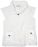 Cozy White Cotton Pocket Sleeveless Top