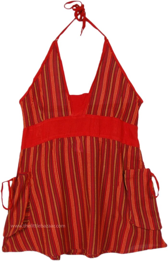Red Forest Boho Halter Top