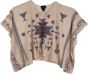 Embellished Azteca Pattern Poncho Top