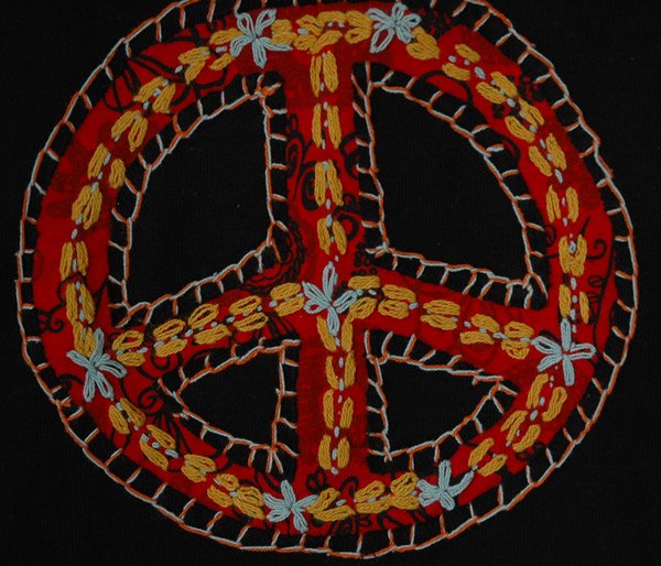 Red Peace Logo Hippie Crop Tank Top