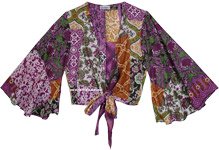 Purple Passion Bell Sleeve Front Tie Cotton Top