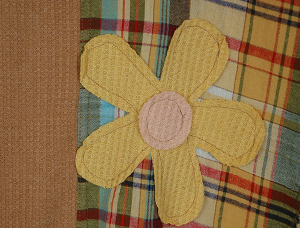 Mocha Plaid Daisy Patch Oversize Fit Thermal Top