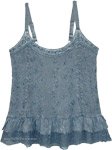 Denim Blue Sequin Embroidered Medieval Tank Top