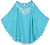 Dolman Sleeve Poncho Top in Aquamarine