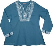 Teal Tunic with Silver Sequins