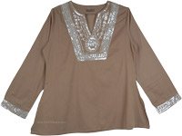 Earthy Tunic Top with Embellished Shine