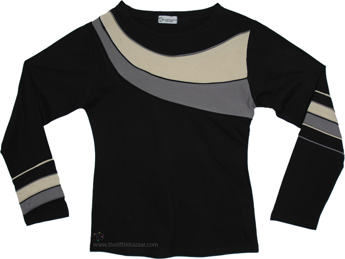 Noir Horizon Contemporary Geometric Knit Top