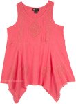 Cotton Embroidery Shark Bite Hem Summer Top