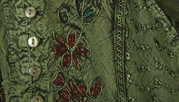 Celtic inspired Button Down Top In Green