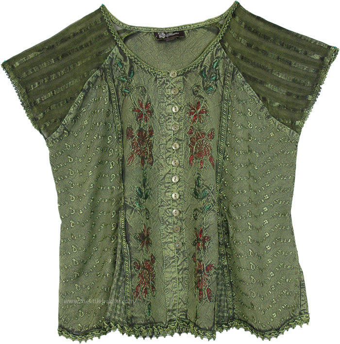 Celtic Inspired Button Down Top in Green | Tunic-Shirt | Green ...