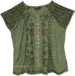 Celtic Inspired Button Down Top in Green