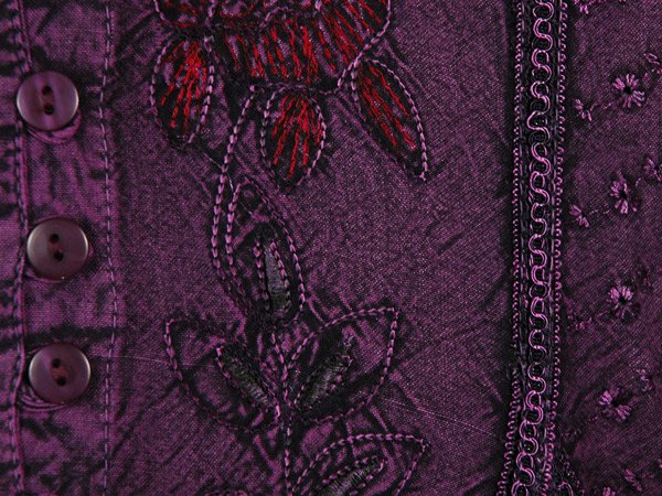 Purple Medieval Style Short Top with Embroidery