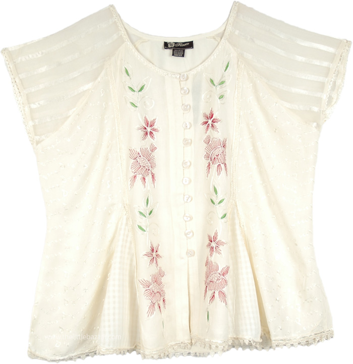 Alabaster Amour Embroidered Short Top