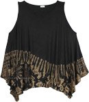 Black Beige Tie Dye Boho Summer Sleeveless Top