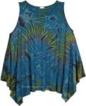 Chathams Blue Tie Dye Asymmetrical Hem Top