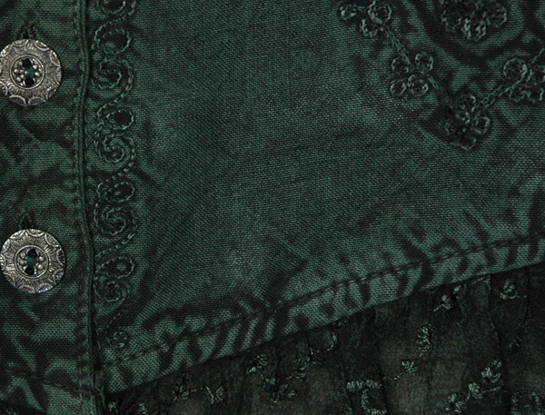 Royal Green Buttoned Frilled Boho Crop Top