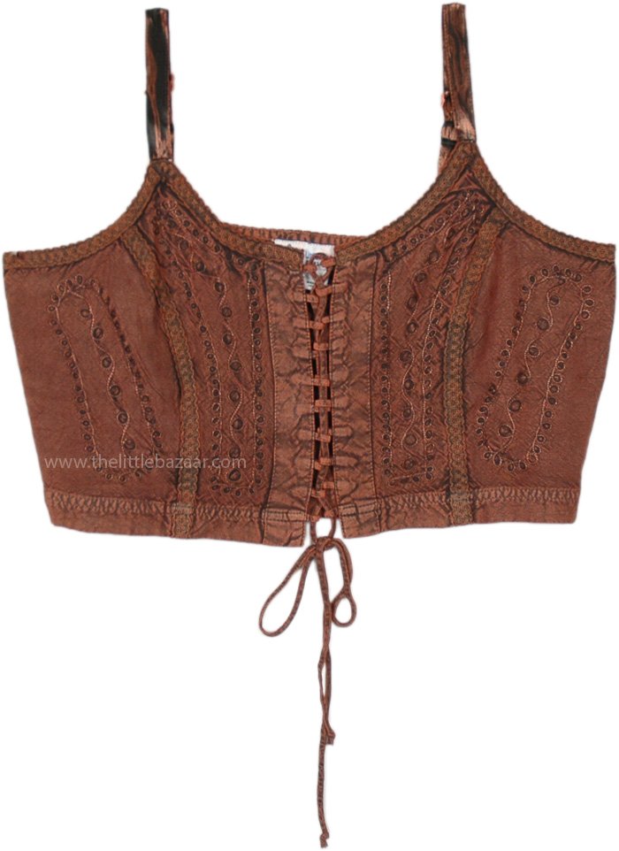 Copper Contour Brown Corseted Top