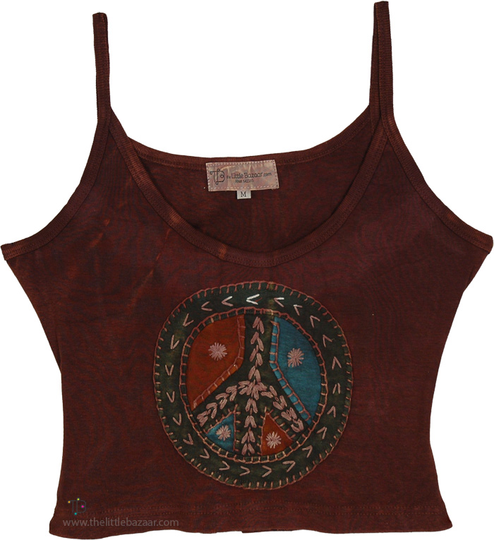 Rustic Soul Peace Spirit Tank Crop Hippie Top