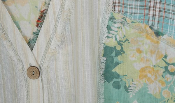 Sage Garden Collage Patchwork Knit Cotton Tunic
