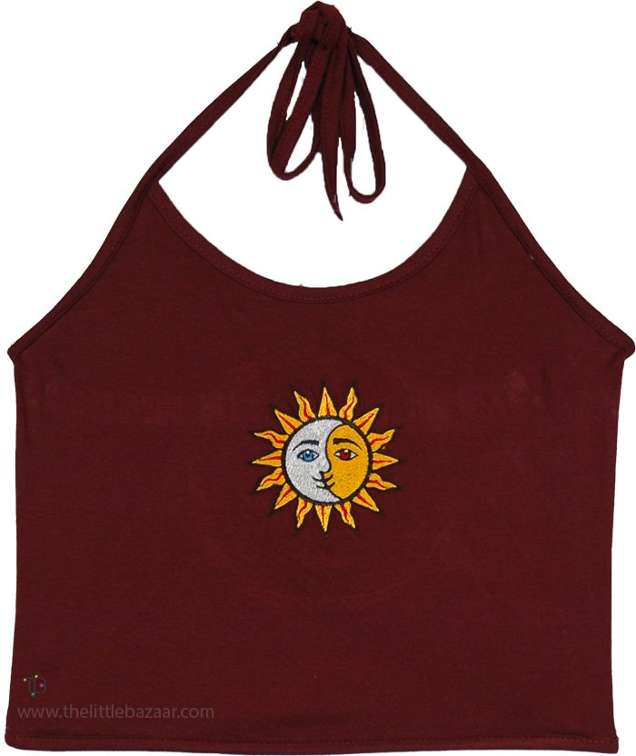 Mystical Cosmos Boho Halter Crop Top