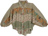 Antique Green Oversized Button Down Boho Shirt