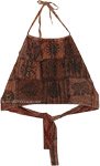 Rustic Earth Tone Halter Patchwork Crop Top