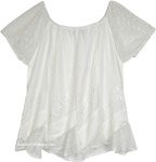 Snowy Serenity Eyelet Peasant Tunic Shirt
