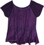 Deep Amethyst Eyelet Peasant Womens Blouse