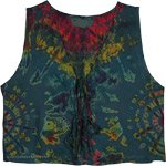 Rainforest Tie Dye Tie Front Crop Vest