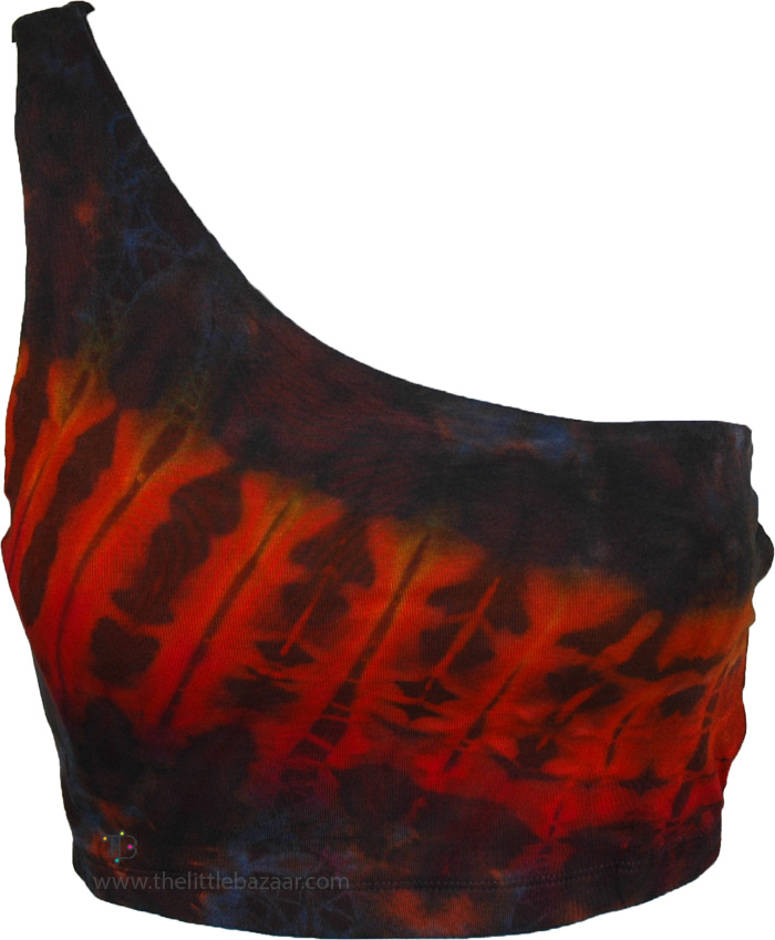 Fire Eclipse Asymmetrical Tie Dye Bralette Top