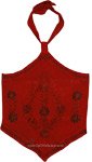 Tamarillo Floral Embroidery Hanky Hem Halter Top