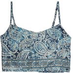 Smocked Back Adjustable Strap Paisley Crop Top