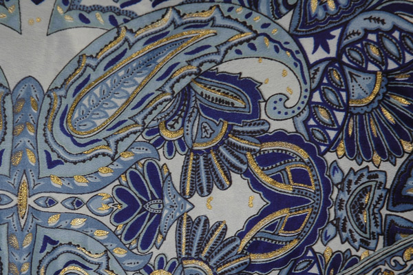 Navy Gold Paisley Back Tie Bandana Crop Top